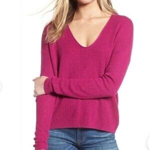 BP V-Neck Sweater Textured Stitch XS - Fuchsia